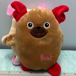 Plush Pug Dog Best Friends Stuffed Animal Toy Red Pink Ears